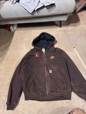 Vintage Carhartt J25 DKB Dark Brown Thermal Lined Active Jacket Embroidered XL